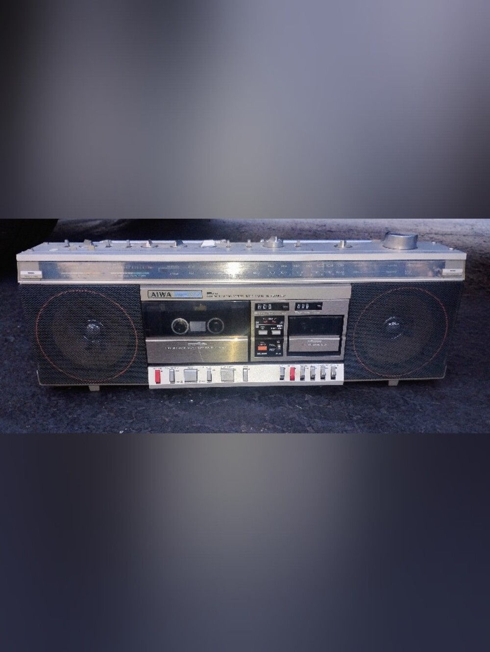 ULTRA RARE Vntg Aiwa CS-W7 Boombox - Dual Standard & Microcassette Deck - TESTED
